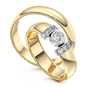 Aliança Solitário com Diamante de ct - ouro 18k - Helder Joalheiros 