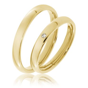 Aliança de Casamento com Diamante Anatômia em Ouro 18k - 3,0 Milímetros - Helder Joalheiros 