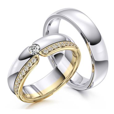 Alianças Harmonia de Bodas em Ouro 18k - Com Diamantes na Feminina - Helder Joalheiros 