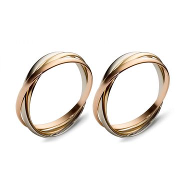 Alianças Três Elos em Ouro 18k - Tricolor - Helder Joalheiros 