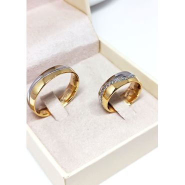 Aliança em Ouro 18k Bodas de Prata com Diamantes - Helder Joalheiros 