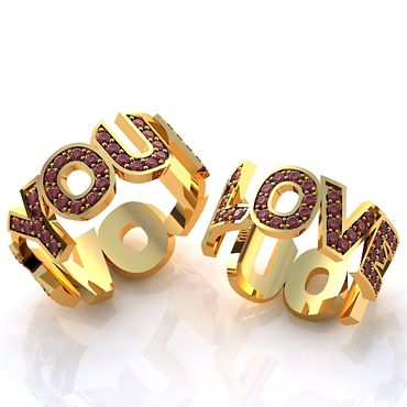 Aliança de Casamento Love You com Rubis - Helder Joalheiros 