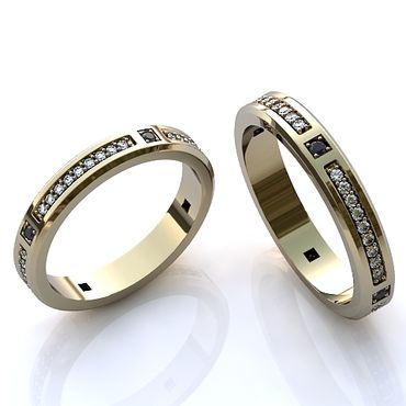 Aliança de Noivado Cintilação Celestial - Cravejada com Diamantes e Safiras - Helder Joalheiros 