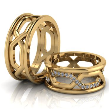 Aliança de Casamento Curvas Luminosas em Ouro 18k - Helder Joalheiros 