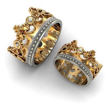  Majestoso Par de Alianças Realeza Radiante - Coroa Com Diamantes - Helder Joalheiros 