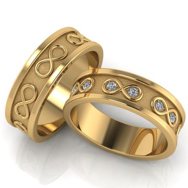 Aliança de Casamento Infinito com Diamantes - Helder Joalheiros 