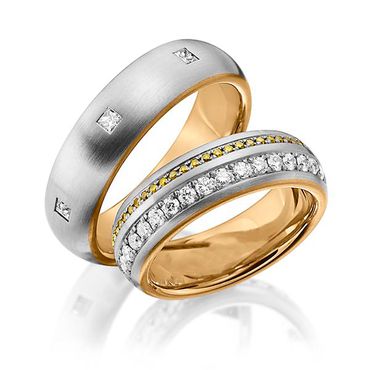 Par de Alianças Duo Radiante de Cores Para Bodas - Ouro 18k - Helder Joalheiros 