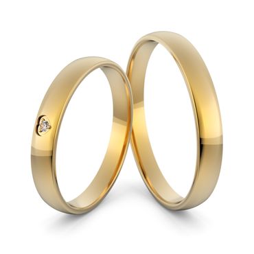 Aliança em Ouro 18k Coração com Diamante - Helder Joalheiros 