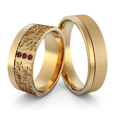 Aliança em Ouro 18k Trabalhada com Rubi - Helder Joalheiros 