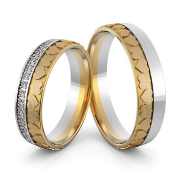 Aliança em Ouro 18k Personalizada Corações com Diamantes - Helder Joalheiros 