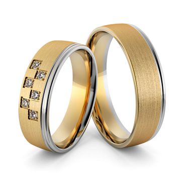 Aliança em Ouro 18k Amarelo e Branco com Diamantes - Helder Joalheiros 