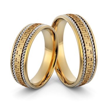 Aliança em Ouro 18k Trabalhada com Ouro Amarelo e Branco - Helder Joalheiros 