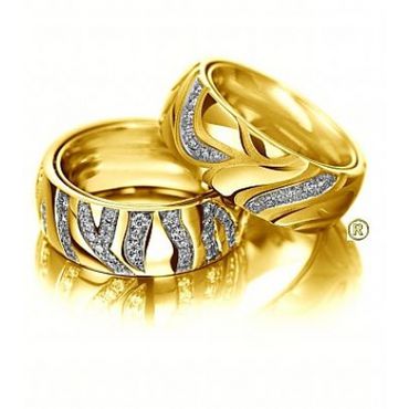 Aliança de Casamento Elegância Vertical Glamour com Diamantes - Ouro 18k - Helder Joalheiros 