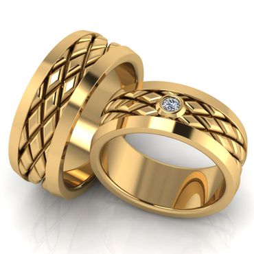 Aliança de Casamento Aurora Dourad - Ouro 18k 750 - Helder Joalheiros 