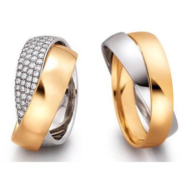 Aliança de Casamento - Ouro Amarelo e Branco com Brilhantes - Helder Joalheiros 