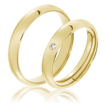 Aliança Clássica Elegância Atemporal - O Par Clássico de Noivado - Ouro 18k - Helder Joalheiros 