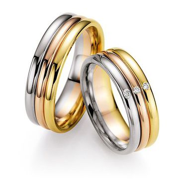 Alianças Tríade com Diamantes - Ouro18k - Três Diamantes - Helder Joalheiros 