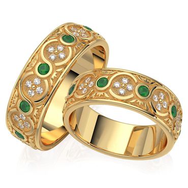 Aliança em Ouro 18K com Diamante e Pedras Naturais - Helder Joalheiros 