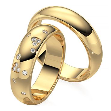 Aliança em Ouro 18k Corações Cravejados - Helder Joalheiros 
