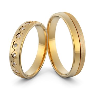 Aliança em Ouro 18k Corações com Diamantes - Helder Joalheiros 
