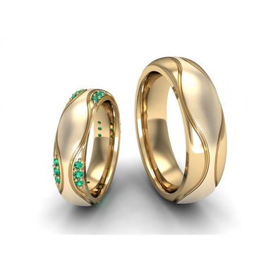 Alianças de Casamento Ondas Preciosas - Ouro 18k - Pedras Preciosas - Helder Joalheiros 