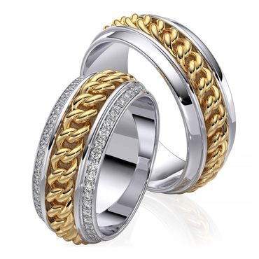 Aliança de Casamento Testemunha Silenciosa em Ouro 18k Corrente com Diamantes - Helder Joalheiros 