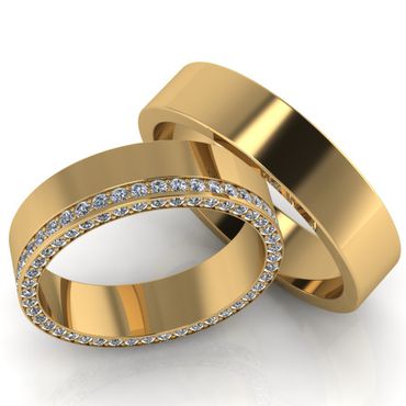 Aliança de Casamento Cravejada com Diamantes - Helder Joalheiros 