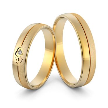 Aliança em Ouro 18k Coração com Diamante - Helder Joalheiros 