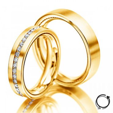 Aliança de Casamento em Ouro 18k Cravejada com Diamantes - Helder Joalheiros 
