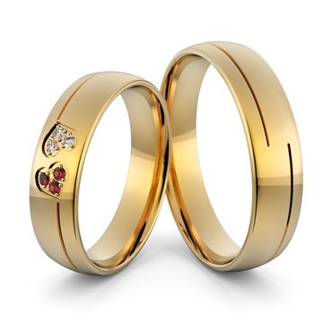 Aliança em Ouro 18k com Coração Cravejado de Diamantes e Rubis - Helder Joalheiros 