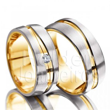 Aliança de Bodas Com Diamante - Ouro 18k - Helder Joalheiros 