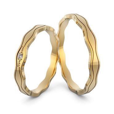 Aliança em Ouro 18k Trabalhada com Diamantes - Helder Joalheiros 