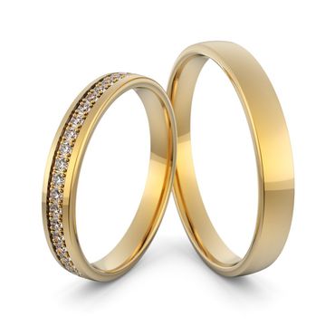 Alianças Clássicas Fosca - Feminina Centro Cravejado Com Diamantes Ouro 18k - 3,5mm - Helder Joalheiros 