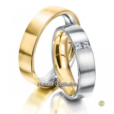 Aliança em Ouro 18k Bodas com Diamantes Prince - Helder Joalheiros 