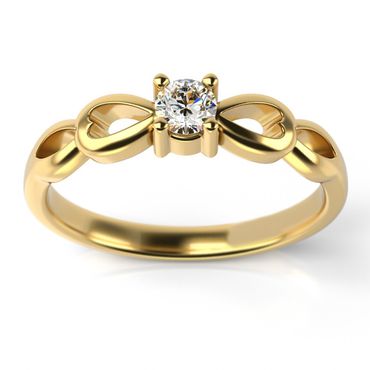 Solitário em Ouro 18k Coração Infinito com Diamante - Helder Joalheiros 