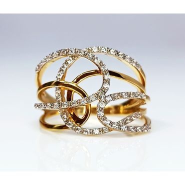 Anel em Ouro 18k Entrelaçado Cravejado - Helder Joalheiros 