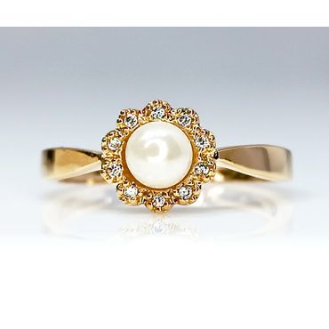 Anel em Ouro 18k Personalizado Redondo com Pérola - Helder Joalheiros 