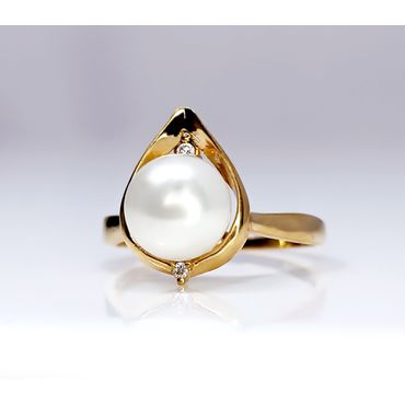 Anel em Ouro 18k Personalizado Gota com Pérola - Helder Joalheiros 
