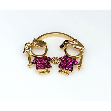 Anel em Ouro 18k Meninas Cravejadas - Helder Joalheiros 