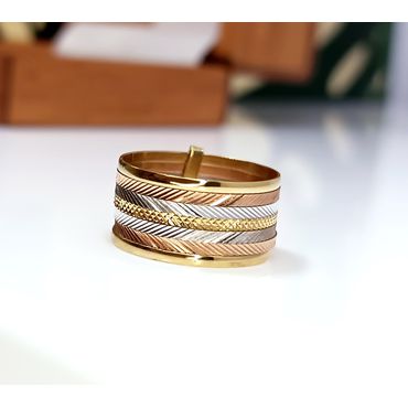 Aliança em Ouro 18k 7 Fios Personalizada Tricolor - Helder Joalheiros 