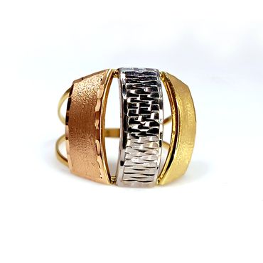 Anel em Ouro 18k Tricolor Diamantado - Helder Joalheiros 