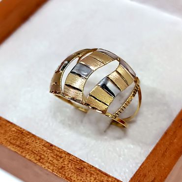 Anel em Ouro Amarelo, Branco e Rosê 18k Tricolor Diamantado - Helder Joalheiros 