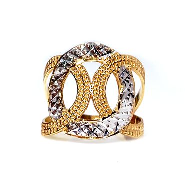 Anel em Ouro Amarelo e Branco 18k Diamantado e Trabalhado - Helder Joalheiros 