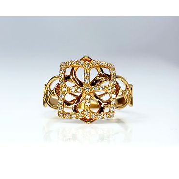 Anel em Ouro 18k Formato Flor Cravejado - Helder Joalheiros 