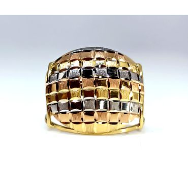 Anel em Ouro 18k Tricolor Diamantado - Helder Joalheiros 