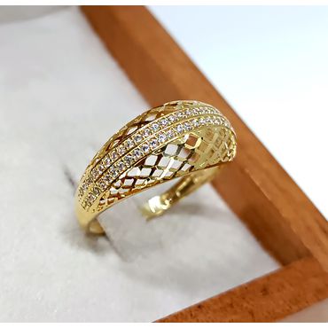 Anel em Ouro 18k Cravejado e Trabalhado - Helder Joalheiros 