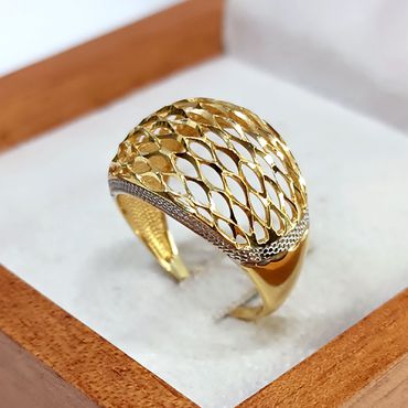 Anéis em Ouro Amarelo e Branco 18k Diamantado - Helder Joalheiros 