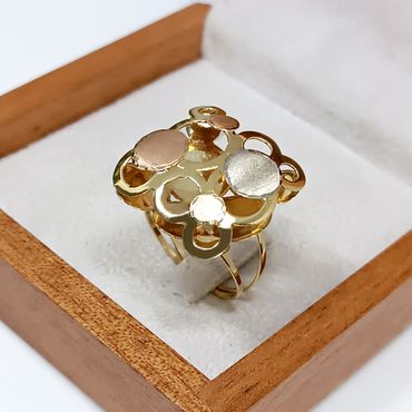Anel em Ouro 18k Tricolor Trabalhado - Helder Joalheiros 