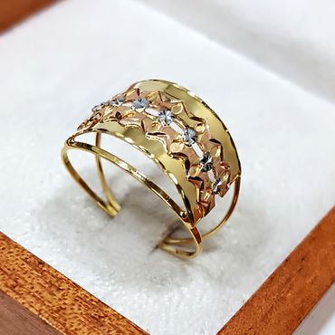 Anel em Ouro 18k Tricolor Diamantado - Helder Joalheiros 