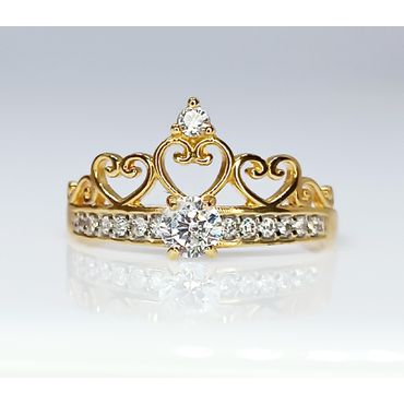Anel em Ouro 18k Coroa Cravejada Coração - Helder Joalheiros 